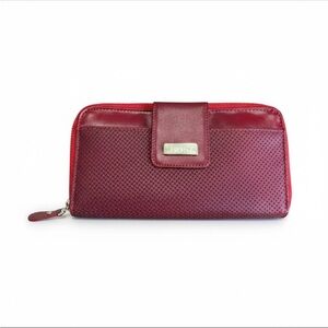 Bosi Burgundy Red Zippered Women's Wallet with Button Closure